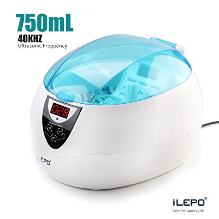 iLepo Ultrasonic Cleaner 750ML 42KHZ High-power Ultrasonic Cleaner Machine LED Display 5 Digital Timer for Jewelry CD/DVD Watches Eyeglasses Necklace Watches Rings Dentures