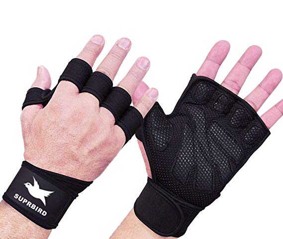New Weight Lifting Gym Gloves, Cross Training Gloves with Wrist wrap Support and Heavy Duty Silicon Grip for Great for Pull Ups, Cross Training, Fitness, WODs & Weightlifting. Suits Men & Women