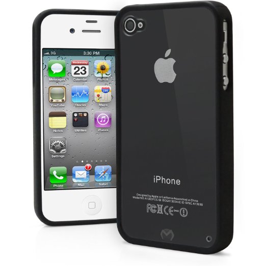 iPhone 4S Case, iPhone 4 Case, MagicMobile® Ultra Slim Transparent Crystal Clear Back Flexible TPU Cover With Black Color Hard Shockproof Bumper Frame