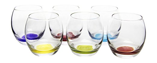 Prism Multi Colored Stemless Wine/Beverage Glasses, 13.75 Ounce - Set of 6