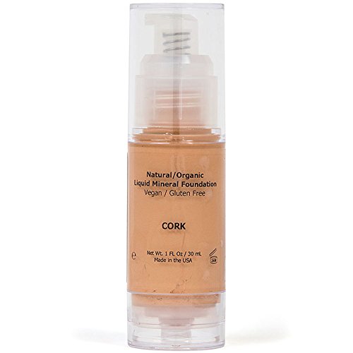 Liquid Foundation Mineral Makeup Covers Face Rosacea, Wrinkles Etc With Long Lasting Smooth Flawless Matte Finish That's Best For Young Or Mature Skin, Creamy, Oil Free, High Pigment - Cork
