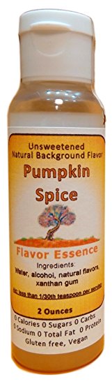 PUMPKIN SPICE Flavoring by Flavor Essence (Unsweetened, Natural Background Flavoring) 2 Oz.| For Beverages: coffee/tea, shakes, smoothies, bar drinks. For Foods: baking, doughs, batters, frostings, yogurt