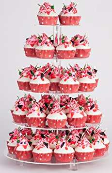 YestBuy 5 Tier Round Acrylic Cupcake Stand with Base