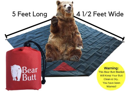 1 Sand Proof PicnicBeachOutdoor Waterproof BlanketTarp of All BlanketsTarps By Bear Butt START UP COMPANY Keeping Butts Clean and Dry Great For Travel Outdoors Camping and Fits In Your Pocket