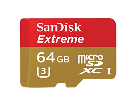 SanDisk Extreme 64 GB microSDXC for Action Sports Cameras Memory Card up to 90 MB/s, Class 10, U3