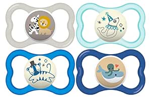 MAM Air Day & Night Baby Pacifier, for Sensitive Skin, Glows in The Dark, 16  Months, Baby Boy, 4 Count