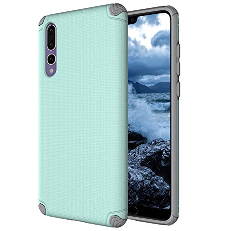 Huawei P20 Pro Case, OEAGO Anti Skid Non-Slip Neo Hybrid Plastic Silicone Rubber Defend Rugged Case Cover for Huawei P20 Pro - Mint
