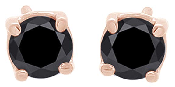 Round Cut Black Moissanite Diamond Solitaire Stud Earrings in 14k Gold Over Sterling Silver (1.00 cttw)