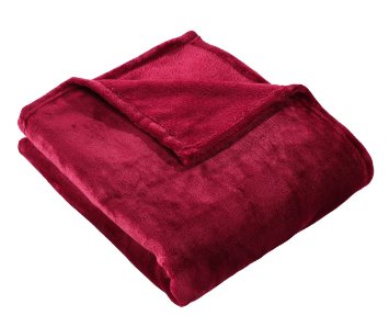 HS Velvet Plush Throw, Home Fleece Throw Blanket,50 by 60-Inch,Burgundy