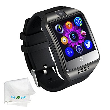 Bluetooth Smart Watch with SIM Card Slot Camera Pedometer Fitness Wristwatch For Android Smartphones Samsung Galaxy Note 5 4 3 S6 S7 Edge S8 LG HTC Huawei (Black)
