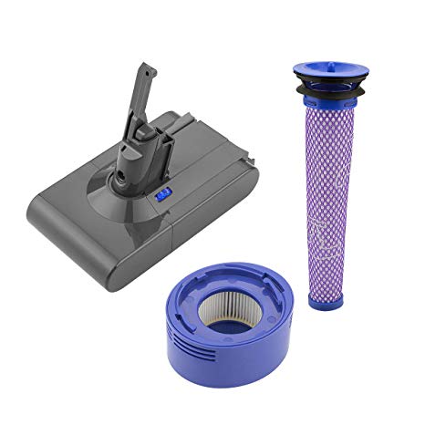 ANTRobut Replacement 3.5Ah 21.6V for Dyson V8 Battery Cordless Handheld Vacuum Dyson V8 Absolute Battery(with Dyson Vacuum Parts, HEPA Post&Pre-Filter V8 Kit, Dyson V8 Animal Replace Filter Kit)