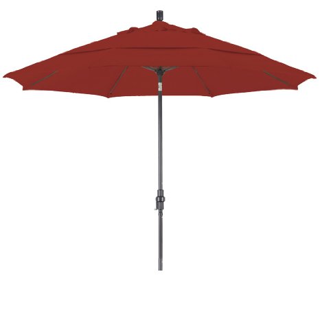 California Umbrella 11-Feet Olefin Fabric Fiberglass Rib Crank Lift Collar Tilt Aluminum Market Umbrella with Bronze Pole, Terracotta