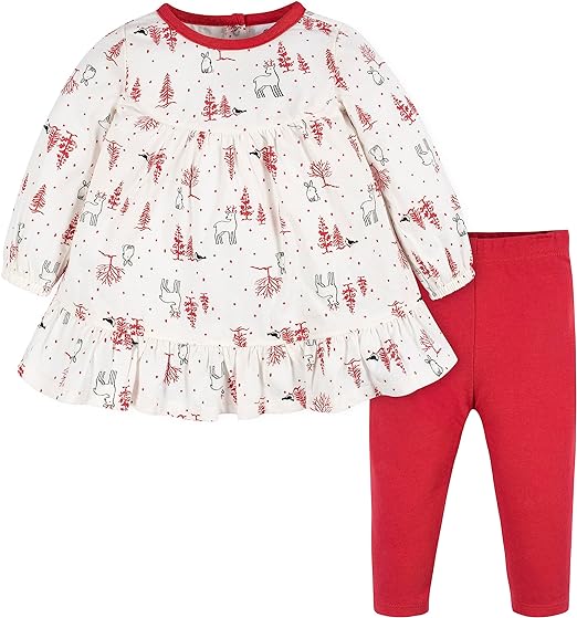 Gerber Baby Girls' Toddler 2 Piece Dress & Pant Playwear Set