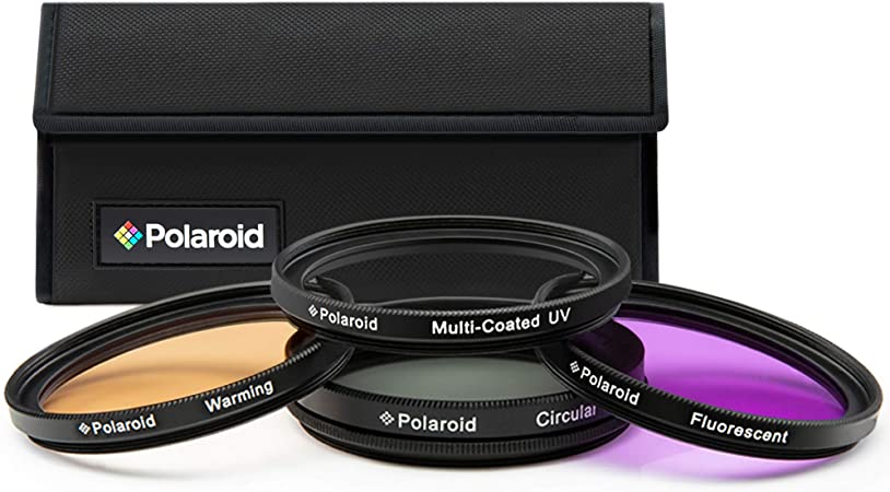 Polaroid Optics 49mm 4-Piece Filter Kit Set [UV,CPL, Warming,& FLD] includes Nylon Carry Case – Compatible w/ All Popular Camera Lens Models