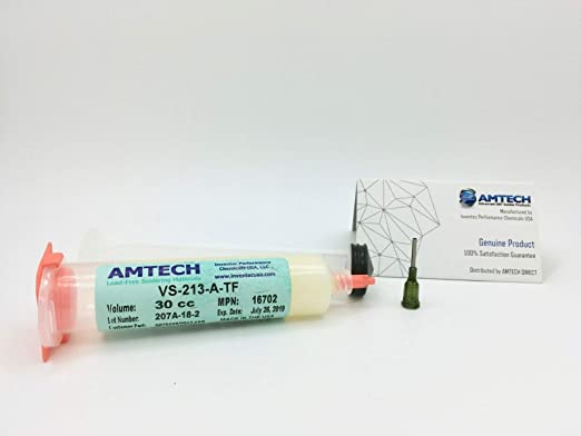 AMTECH VS-213-A-TF Universal No-clean Tacky Solder Flux (ROL0) Dispencing Kit 30cc