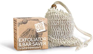 Good Cube Exfoliator and Solid Bar Saver Hemp Bag - Naturally Exfoliating For Body/Hair/Face, Easy to Use in Shower - Zero Waste Shower Essential
