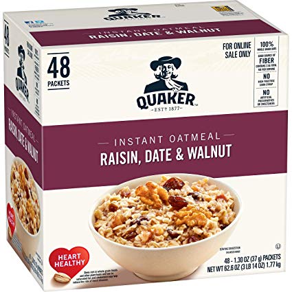 Quaker Quaker Instant Oatmeal Raisin, Date, Walnut 48ct, 48 Count