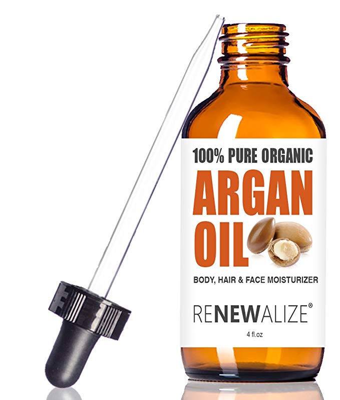 VIRGIN ORGANIC MOROCCAN ARGAN OIL - in 4 oz Dark Glass Bottle | 100 Pure, Unrefined, Cold Pressed | An Essential All Natural Hair & Scalp Moisturizer Toner for Dandruff Frizzy Dry Split End Treatment
