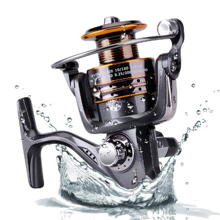 PlusinnoTM HongYing Series Fishing Reels Spinning Freshwater Saltwater with 521 Gear Ratio Metal Body Leftright Interchangeable Collapsible Handle Spinning Fishing Reel