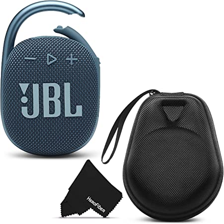 JBL Bluetooth Speaker | Bluetooth Shower Speaker | Includes JBL Clip 4 Bluetooth Portable Speaker, Hardshell JBL Clip 4 case, and Cloth | Waterproof Bluetooth Speaker, Outdoors, Indoors, Beach | Blue