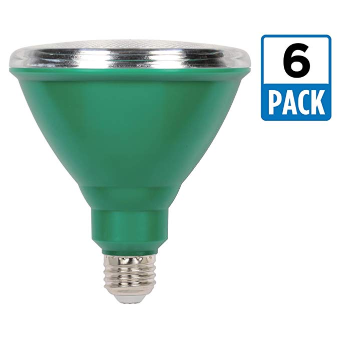 Westinghouse 3314920 100-Watt Equivalent PAR38 Flood Green Outdoor Weatherproof LED Light Bulb with Medium Base (6 Pack), Six 33149