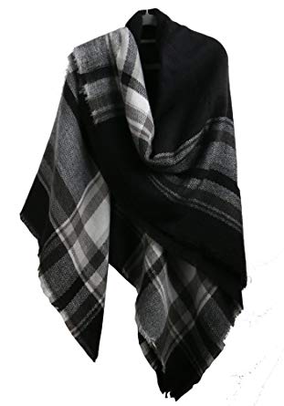 Missshorthair Winter Blanket Scarfs For Men Fashion Square Plaid Shawl Wrap