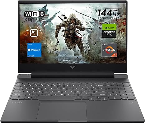 HP Victus 15 Gaming Laptop, 15.6" FHD 144Hz Display, AMD Ryzen 5 7535HS, 16GB DDR5 RAM, 1TB PCIe M.2 SSD, NVIDIA GeForce RTX 2050, HDMI, Webcam, Backlit Keyboard, Wi-Fi 6, Windows 11 Home, Silver