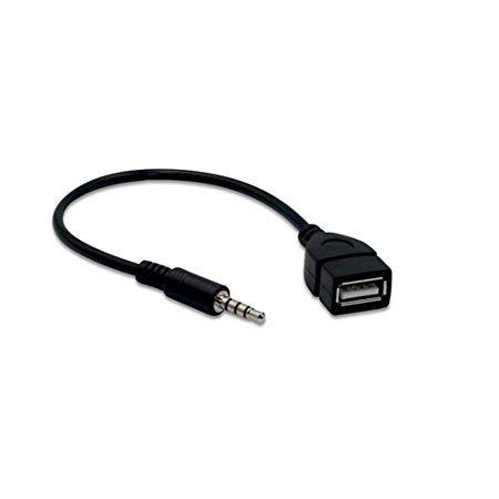 Eachbid Audio AUX Jack 3.5mm Male to USB 2.0 Type A Female OTG Converter Adapter Cable,Black 20.5cm