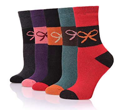 DoSmart Women’s Cozy Wool Socks Colorful Thick Crew Winter Socks-5 Packs