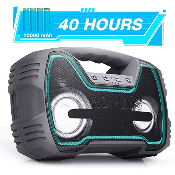 Portable IPX7 Waterproof Bluetooth Speakers, 40-Hour Playtime Wireless Outdoor Speaker, 25W Rich Bass Impressive Sound, Stereo Pairing, Built-in Mic, 100ft Bluetooth, LED Lights, Valentines Gift