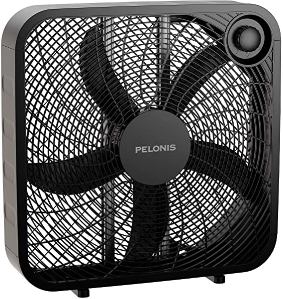 PFB50A2ABB-V 3-Speed Box Fan for Full-Force Circulation with Air Conditioner, Black, 2020 New Model