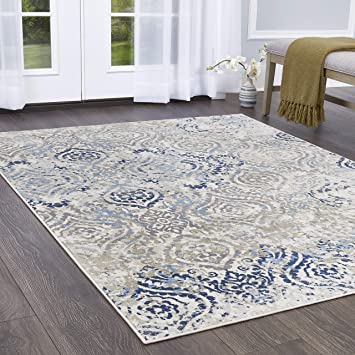 Home Dynamix Melrose Audrey Area Rug, 7'10"x10'2" Rectangle, Ivory/Blue