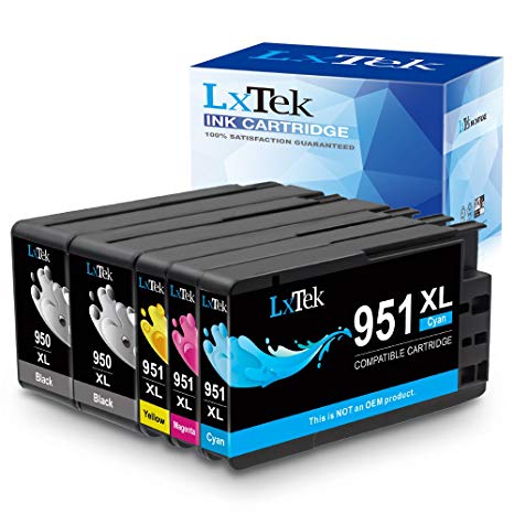 LxTek Compatible for HP 950XL 951XL 950 951 (5 Pack) 8600 8610 8620 Ink Cartridges High Yield for HP OfficeJet PRO 8100 8630 8625 8615 276dw 251DW 8110 8640 8660 (2 Black|1 Cyan|1 Magenta|1 Yellow)