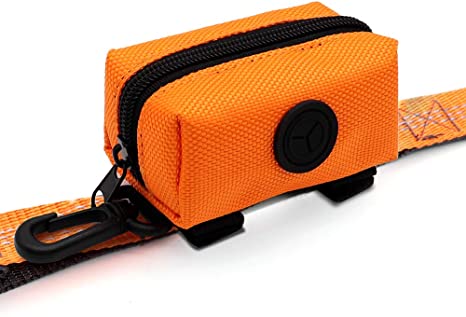 SLSON Pet Waste Bag Dispenser Zippered Pouch,Portable Dog Poop Bag Holder Leash Attachment Lightweight Fabric Bags