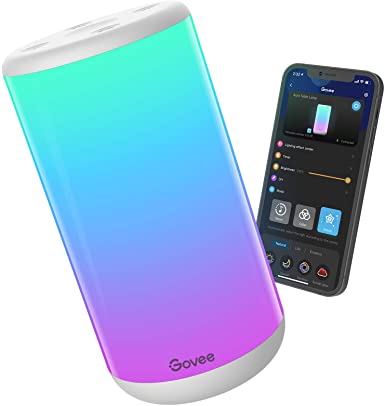 Govee Smart RGBIC Table Lamp, App Control Aura Bedside Lamp with Scene Mode and Music Mode, Dimmable Warm White Light Lamp for Bedrooms and Living Room, Works with Alexa & Google Assistant