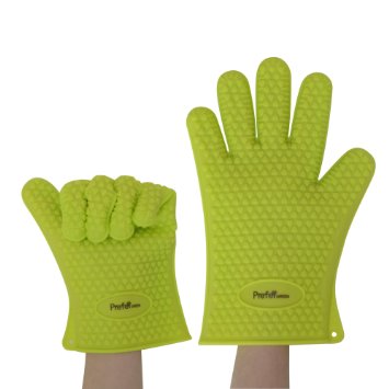 Prefer Green Silicone Heat Resistant Grilling BBQ Gloves - 1 Pair Green