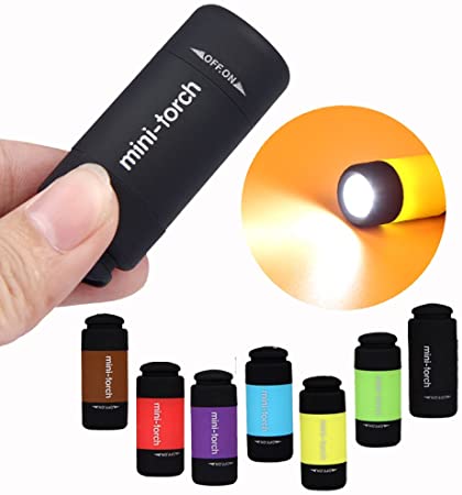 Goldengulf 6pcs/pack Mini USB Charging Colorful LED Flashlight Torch Pocket Size Rotary Switch Rechargeable Pendant Keychain Light Lamp - Color May Vary (6)