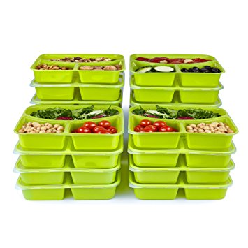 3 components Food containers pack of 20 Airtight portion control Bento lunch box