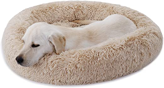 Nova Microdermabrasion Calming Ultra Soft Shag Faux Fur Dog Bed Comfortable Donut Cuddler for Dogs and Cats,Self-Warming and Washable
