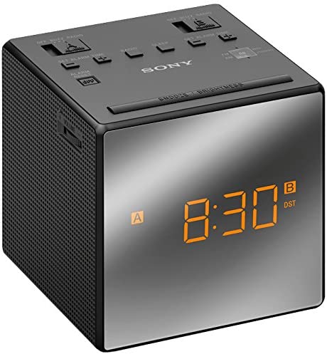 Sony FM/AM Dual Alarm Clock Radio with Mirror Finish - Black