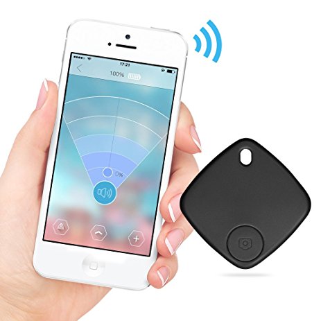Key Finder Wireless Smart Tracker for Phone, Wallet, Keys Luggage Set Personal Belongings, Support Bluetooth Connection, Remote Control by Illumifun (Black)