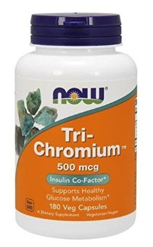 NOW Foods Tri-Chromium 500mcg/Cinnamon, 180 Vcaps,