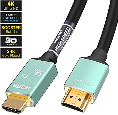 Active Booster 4K UHD HDMI Cable 50ft Support 2160p, 3D,HDR, Ethernet, Audio Return, 26AWG and CL3 for in-Wall Installation, Compatible to HDTV, Xbox, Blue-ray, PS3/4, PC