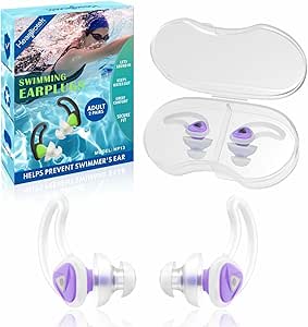 Hearprotek 2 Pairs Swimmer Ear Plugs, Upgraded Custom-fit Water Protection Adult Swimming earplugs for Swimmers Water Pool Shower Bathing and Other Water Sports