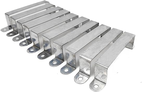 10 X Fence Post Security Brackets, Galvanised Steel Panel Brackets Suitable for Concrete or Wooden Posts, Fits 4” Posts Includes Fixing Screws, Anti Rattle / Banging