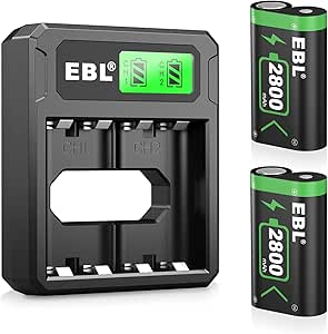 EBL LCD Chargeur de Batterie Xbox One- avec 2PCS Batteries Manette Xbox One 2800mAh, Charge Rapide pour Xbox Series X/Xbox Series S/Xbox One/Xbox One S/Xbox One X