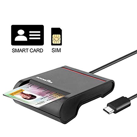 Rocketek Multi-Function CAC Card Reader, Type C Smart Card Reader DOD Military USB Common Access Card, ID Card SIM | RT-CSCR1A