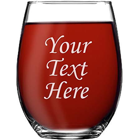 Personalized 15oz Stemless Wine Glass - Engraved With Your Custom Text