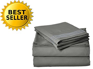 Elegant Comfort Bedding Collection 4-Piece Bed Sheet Set 1500 Thread Count Egyptian Quality Wrinkle Free HypoAllergenic with Deep Pockets , Queen, Gray