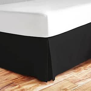 Queen Bed Skirt - Luxury Hotel Quality 15-Inch Drop - Tailored, Wrinkle & Fade Resistant (Queen, Black)